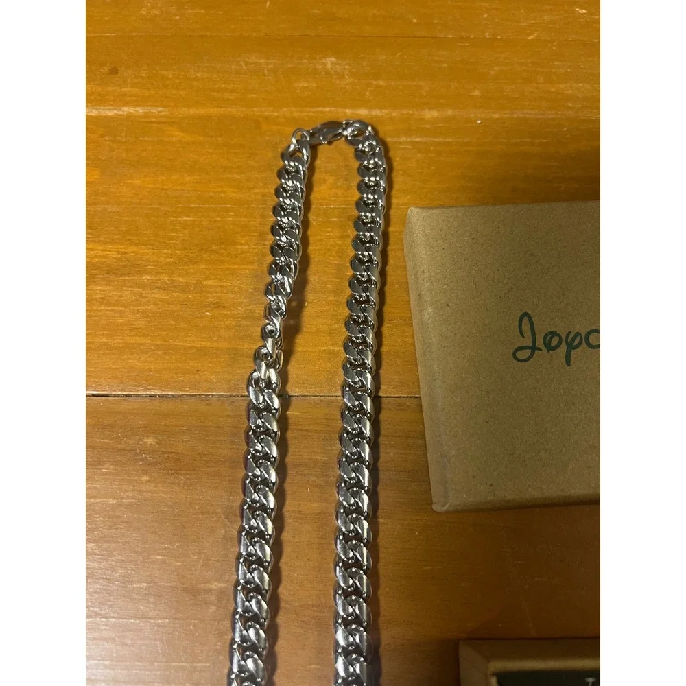 Joycuff Mens Silver Cuban‎ Link Chain Necklace To My Dad Gift Box Curb Chain